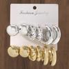 Модный геометрический набор серег-колец C-образной формы, креативный дизайн, полукруглые серьги-пусеты, женские эффектные универсальные повседневные цирконы