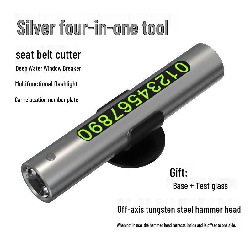 Многофункциональный автомобильный аварийный молоток и стеклобой с табличкой для номера парковки