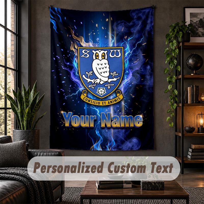 Personalized Wall Tapestry,Sheffield Wednesday FC Custom Text, Soft Fabric Wall Art For Indoor Decoration