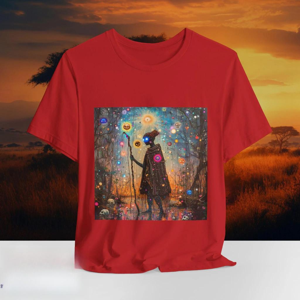 summer new Mystic Forest Mage T-Shirt | Trippy Dark Fantasy Art Tee | Psychedelic Dreamcore Witchcore Shirt Bella Canvas men tee