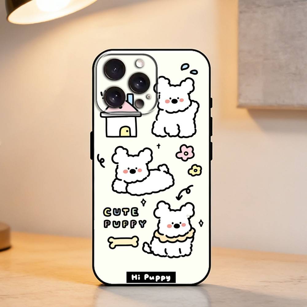 Пушистый Кудрявый Щенок Чехол Для Телефона Для iPhone 17,16,15,14,13,12,11 Plus,Pro Max,XS,Мягкий Силиконовый Черный Чехол