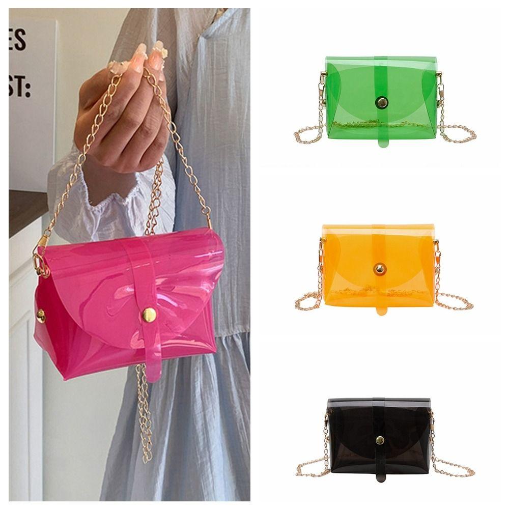 Kawaii Transparent Crossbody Bag Candy Color Mini Lipstick Bag Trendy Jelly Shoulder Bag  Female