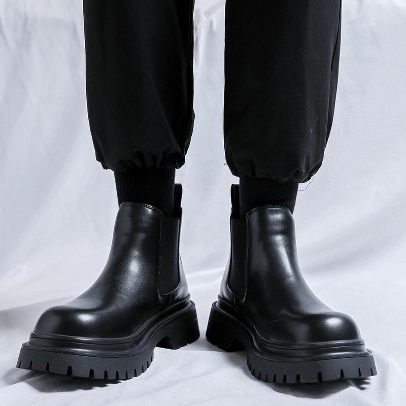 Мужские ботинки челси осенне-зимние кожаные ботинки в британском стиле с круглым носком ботинки мартин мужские 2863-R