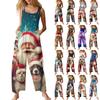 Женский повседневный комбинезон с рождественским принтом, хлопковый комбинезон без рукавов с принтом