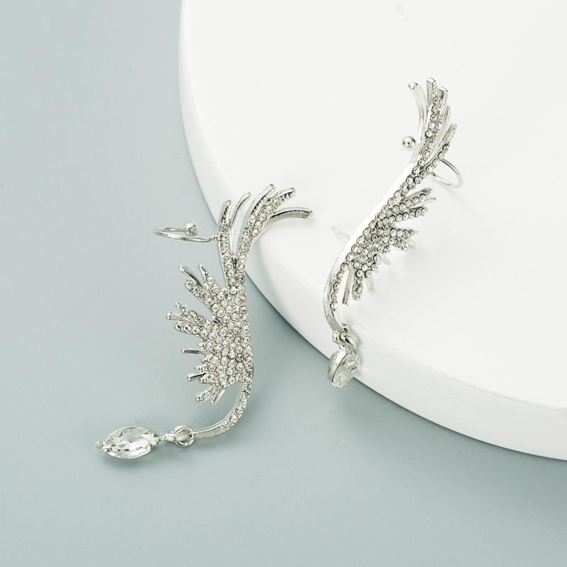 Новые женские серьги-клипсы с хрустальными крыльями ангела, нужны проколотые подвески в виде капель воды, роскошные свадебные украшения для ушей, крутые серьги-каффы
