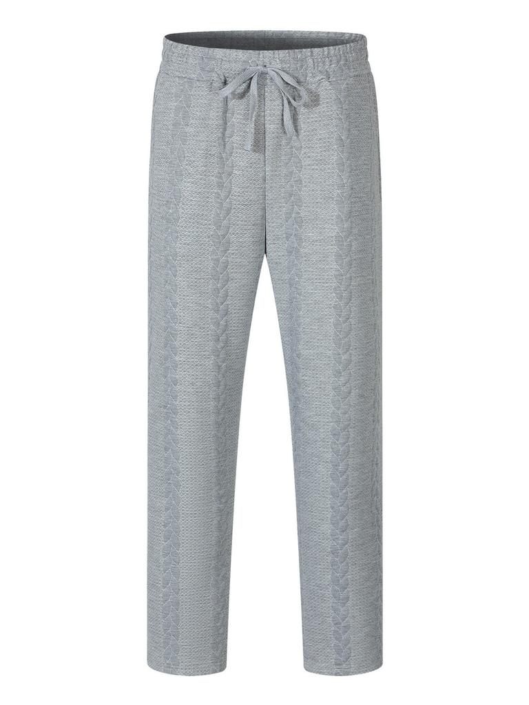 Осень Новые Мужские Американские Ретро Уличные Повседневные Спортивные Однотонные Жаккардовые Брюки на Кулиске