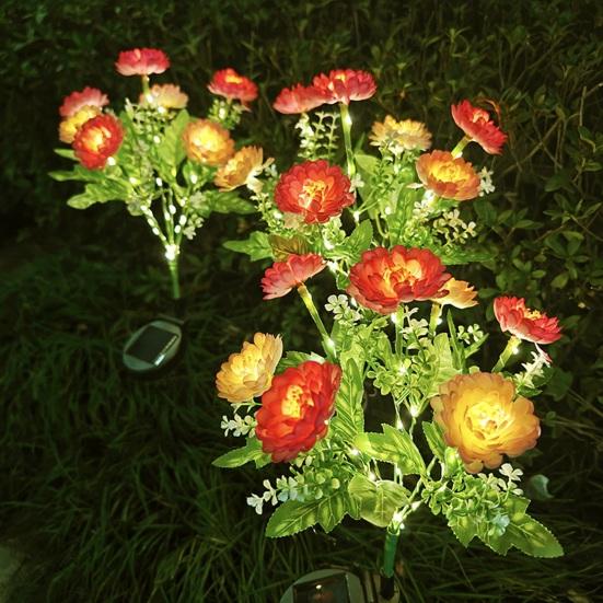 Artificial Snow Lotus Solar Light with Stake Weather-proof Outdoor Garden Yard Pathway Patio Yard