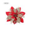 10pcs Artificial Flowers Christmas Glitter Fake Flower Tree Hanging Decoration Xmas Party Tree Ornaments Wedding Silk Flower