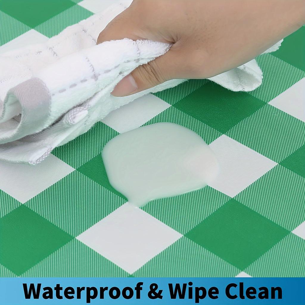 Водонепроницаемая виниловая скатерть с фланелевой подкладкой - стильная клетка Buffalo Check, эластичная и нескользящая - идеально подходит для столовой, кемпинга