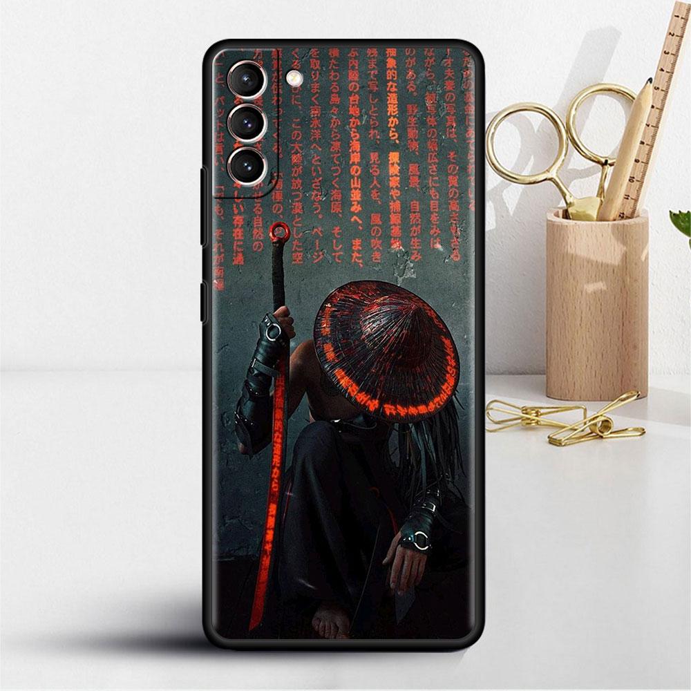 Чехол для Samsung Galaxy S20 S22 Ultra S21 FE S10 S9 Plus Note 20 10 Lite 9 Мягкий чехол для телефона Пейзаж Живопись тушью Искусство самурая