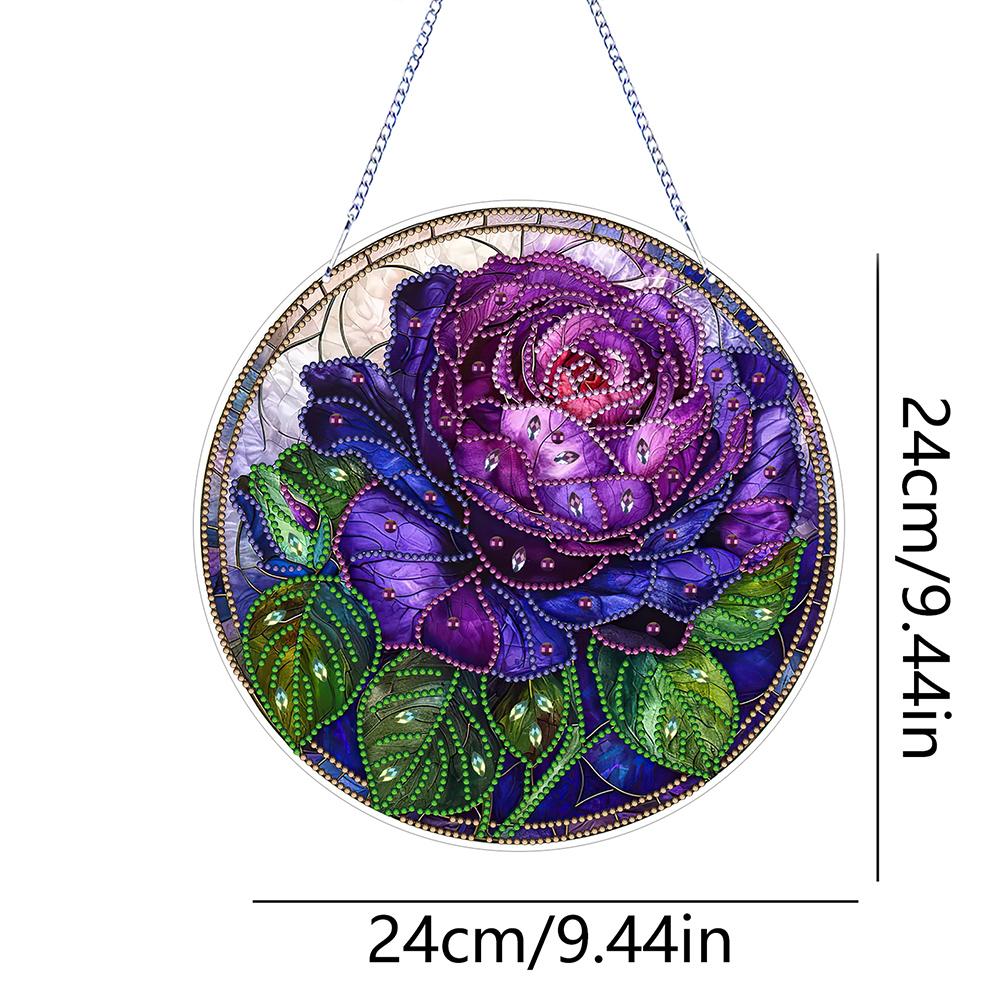 2D/Flat DIY Diamond Art Suncatcher Hanging Diamond Art Kits Rhinestone Diamond Art Window Pendants Wall Decor for Home & Windows