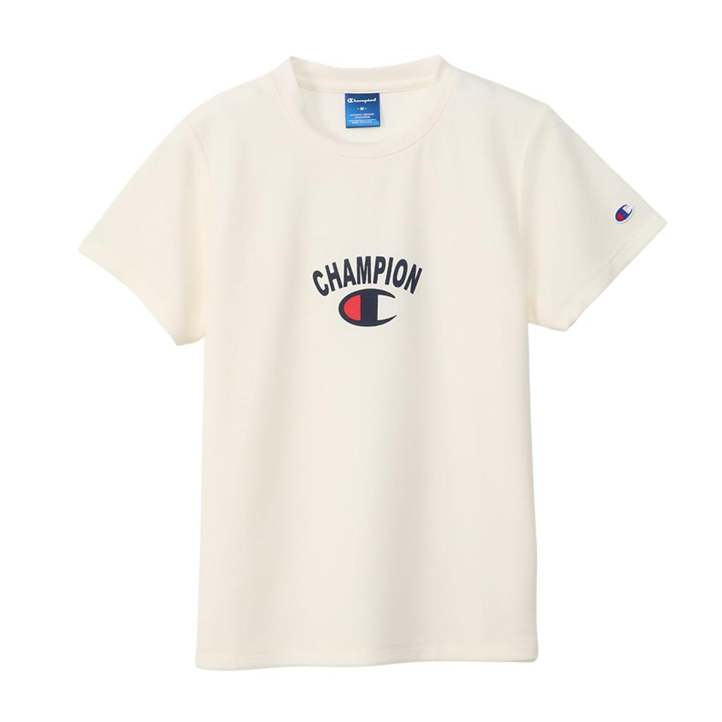 Короткий круглый быстрый УФ-вода графический логотип короткий рукав [Champion] Футболка, рукав, шея, сушка, защита, репеллент, принт, футболка, женская спортивная,