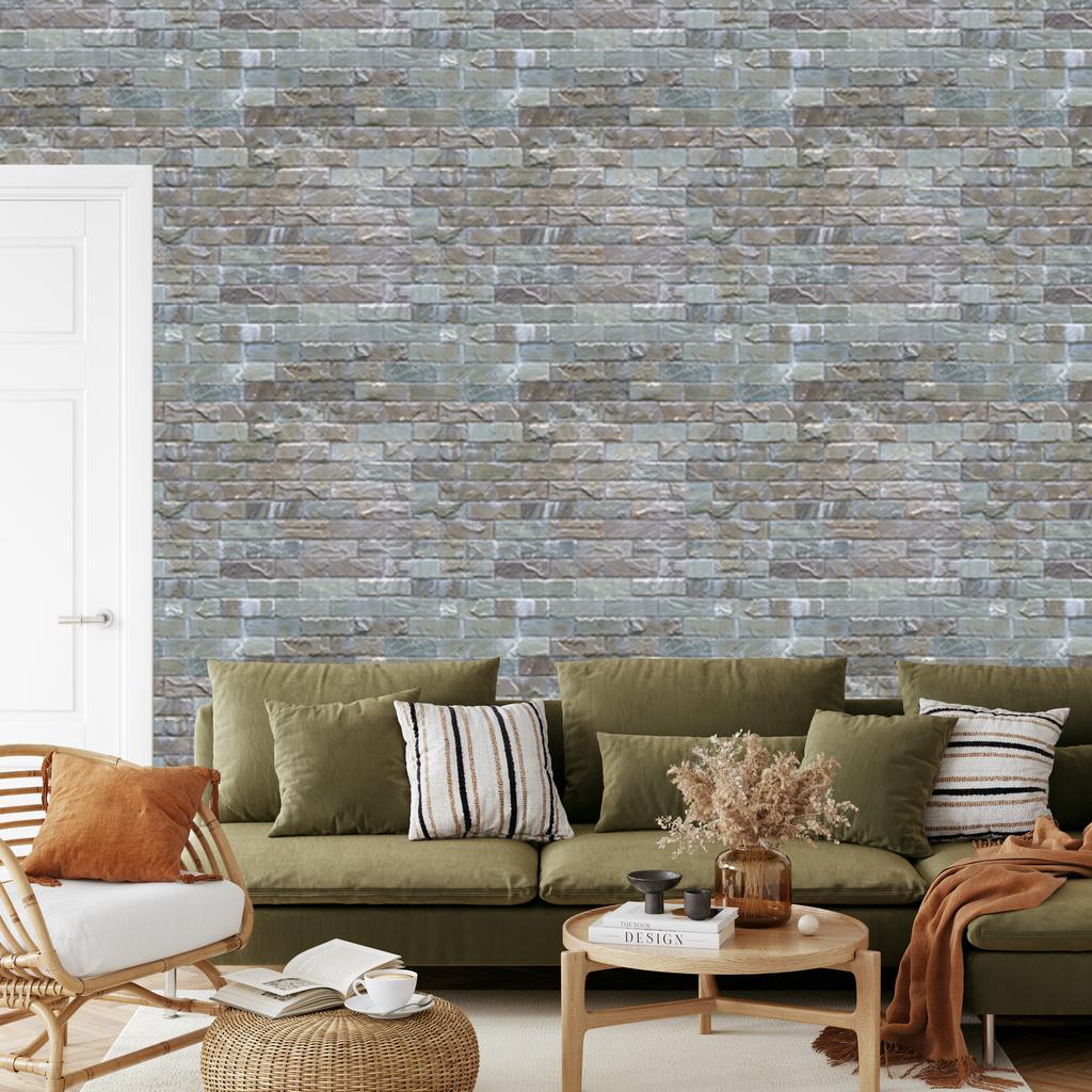Colorful Bricks Wallpaper with 3D Effect for Living Room and Bedroom 50x1000