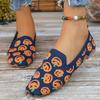 Fashion Halloween Pumpkins Pattern Flat Shoes Women Autumn 2025 Breathable Mesh Flat Shoes Woman Lightweight Soft Bottom Shoes Lady