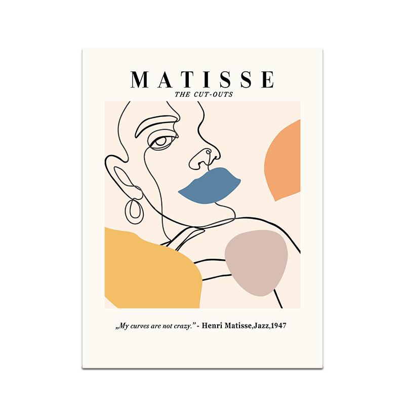 Абстрактные линии Картина на холсте Плакат Скандинавский Матисс Настенная печать Декоративная картина девушки Современная гостиная Домашний декор Без рамы