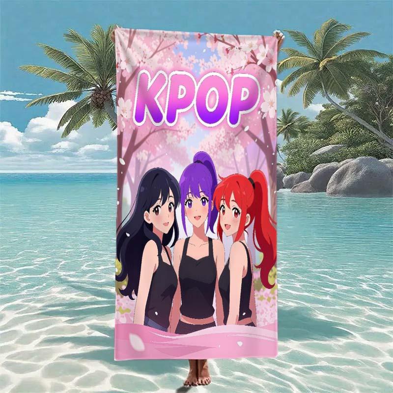K-pop Аниме Девичья Группа Цветение Сакуры Пляжное Полотенце Микрофибра Мягкое Быстросохнущее Спортивное Полотенце для Зала Полотенце для Ванной Комнаты Плавание