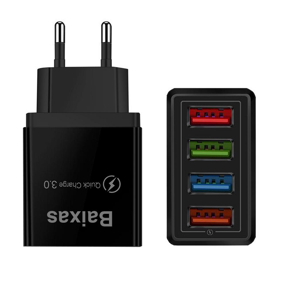 4-портовое USB-зарядное устройство для мобильных телефонов и планшетов, дорожное, стандарт США и ЕС, 3А