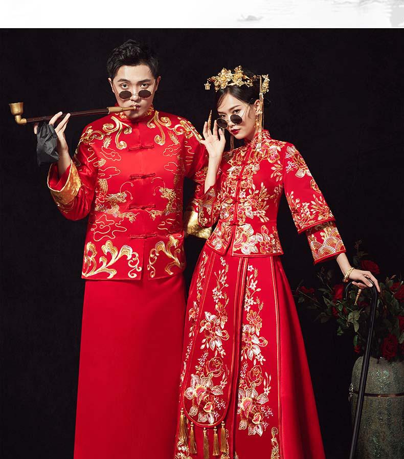 2025 Show He Bridal Gown: New Style Chinese Wedding Dress, Embroidered Maternity Gown, Toast Dress