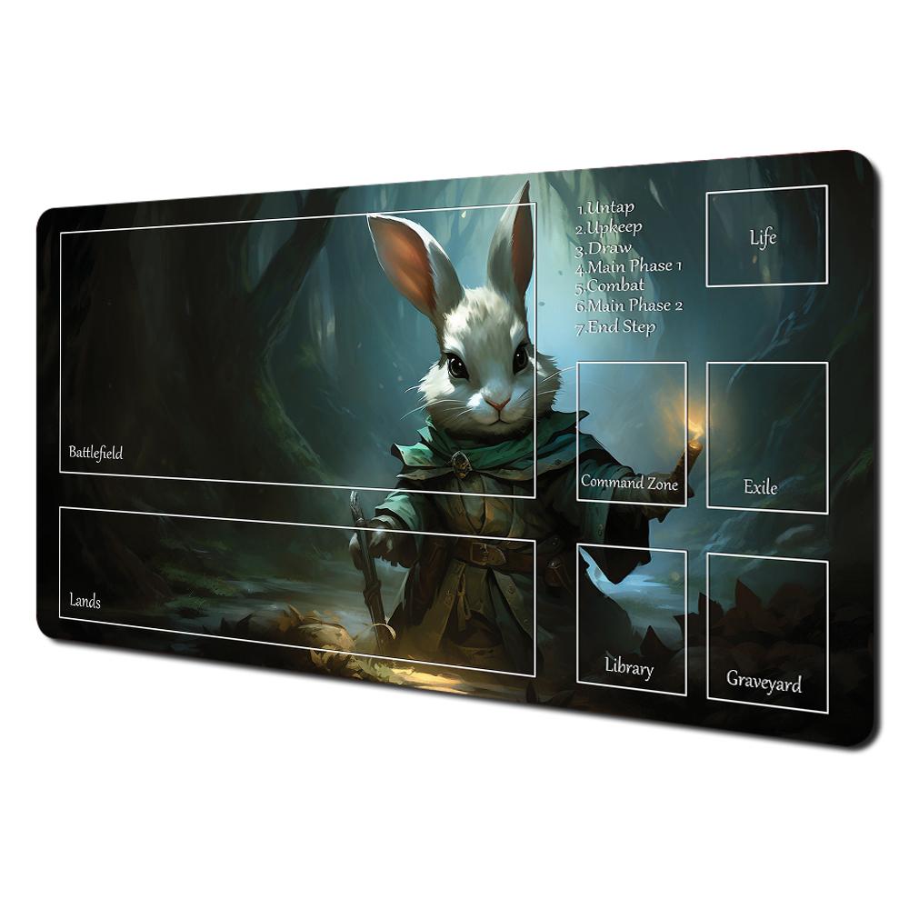 Magic Card Playmat Mtg Playmat Rabbit Archer Raccoon Nonslip Stitched Edge Gathering Gaming Mats Tapete Magic Mtg Card Pad