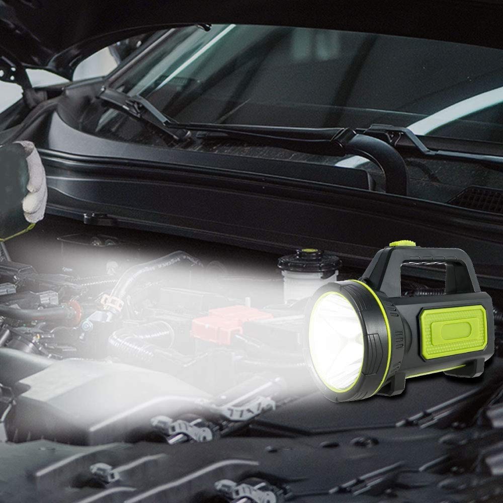 Powerful USB Rechargeable LED Flashlight 135000 Lumens 6000 mAh Waterproof for Hiking Emergency Hunting Camping (No Side Light)