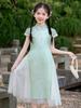 Girls' Cheongsam Dress 26 Summer New Style Chinese Style Dress New Chinese Mesh Splicing Cheongsam Dress
