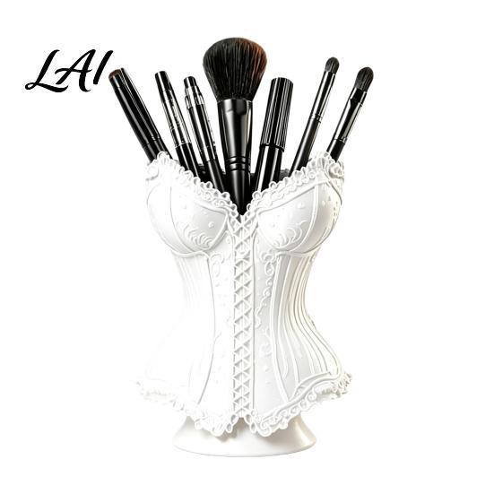 Study Room Organizer Gothic Corset Pen Holder 3D Printed Vintage Dark Makeup Brush Retro Decor Decorative Desk for Office Vanity Halloween