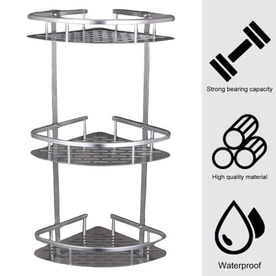 Wall Mount Corner Shelf 3 Layers Triangle Punch Free Hollow Drain Bathroom Shower Shampoo Storage Rack Holder Organizer Bathroom Supplies