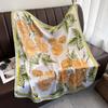 Spring light luxury niche flower print 91 simulated silk square scarf Korean version women's fashionable temperament age-reducing scarf