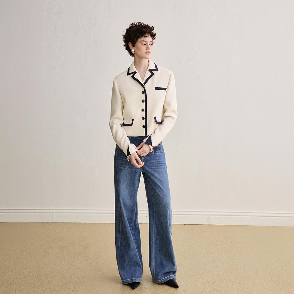 YYIAM Yy_Blocked Lapel Short Blazer