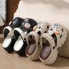 Unisex Summer Large Size Thick Bottom Cartoon Bear Indoor Hole Beach Sandals Women Men Casual Sponge Cake Anti Slip Slippers For Couples 36-41
