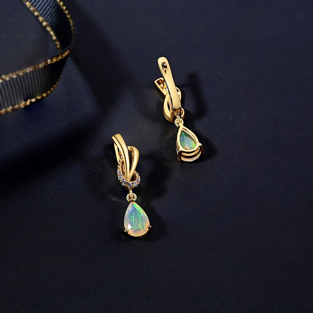Элегантные дизайнерские серьги-капли Шикарный натуральный опал грушевидной формы 6x9 мм Драгоценный камень Серебро для женщин Юбилей и вечеринок Роскошные ювелирные изделия Подарок
