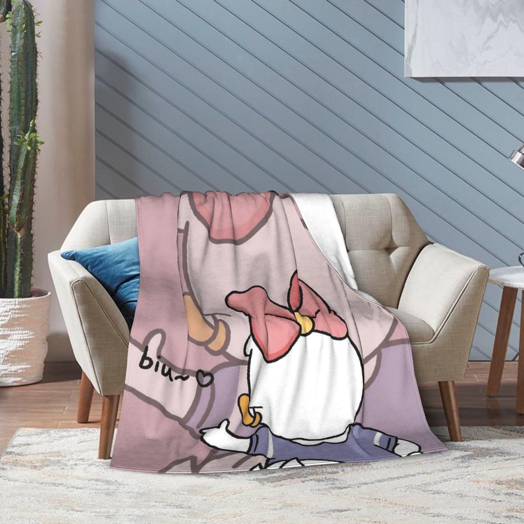 Funny Cute Daisy Duck Blanket Multiple Sizes Warm Cozy Fluffy Throw Blankets for Sofa Couch and Bed