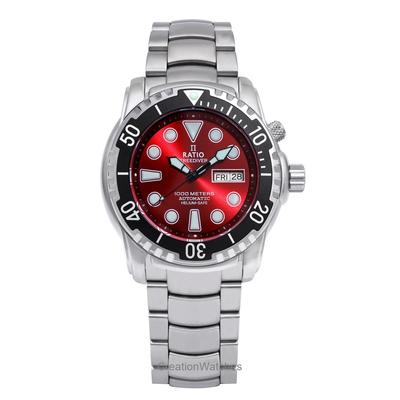 Восстановленные часы Ratio FreeDiver Helium-Safe 1000M Сапфировые Автоматические 1068HA96-34VA-RED Мужские