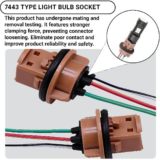 2PCS Car 7443 Brake Light Bulb Holder, Bulbs Wiring Harness Sockets, Turn Signal Lights Socket Pigtail Harness Connector, for 7443/T20 Bulb Mounting