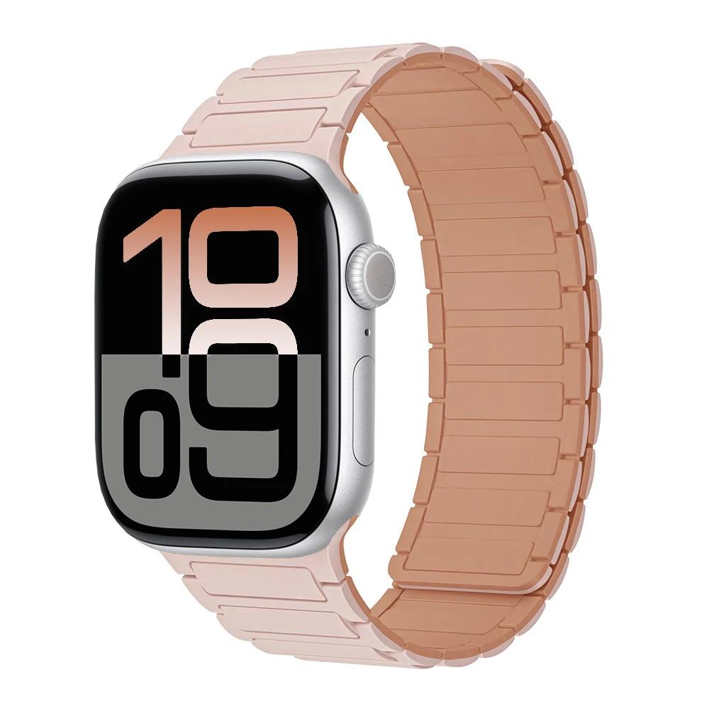 New Magnetic Silicone Strap for Apple Watch Band Ultra 3/2 49mm 11 10 46mm 42mm Bracelet Belt iWatch 9 8 7 6 5 SE 45mm 41mm 44mm