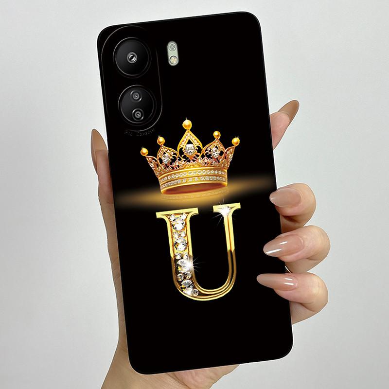 Чехол для телефона Xiaomi Redmi 13C 4G 13C Корона Начальная Буква Силиконовый Мягкий Задний Чехол Для Redmi 13C 13 C 4G Poco C65 Coque Capa