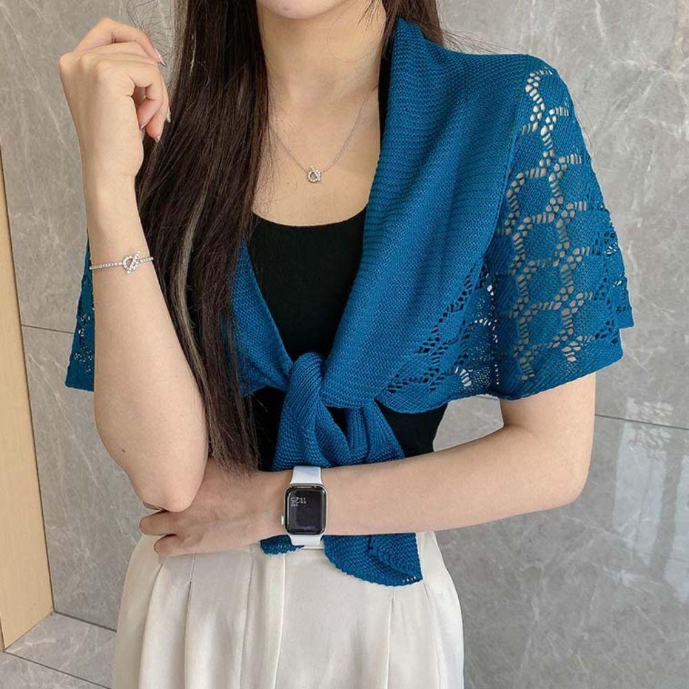 Weave Knitted Hollow Shawl Cross Blouse Shoulder Fake Collar Autumn/Winter/Spring/Summer