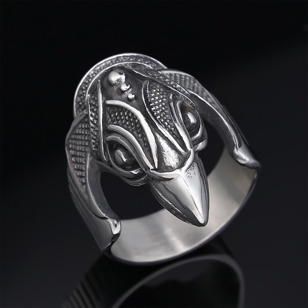 S925 Silver Ring Retro Personality Viking Series Crow Ring Eagle Men's Ring