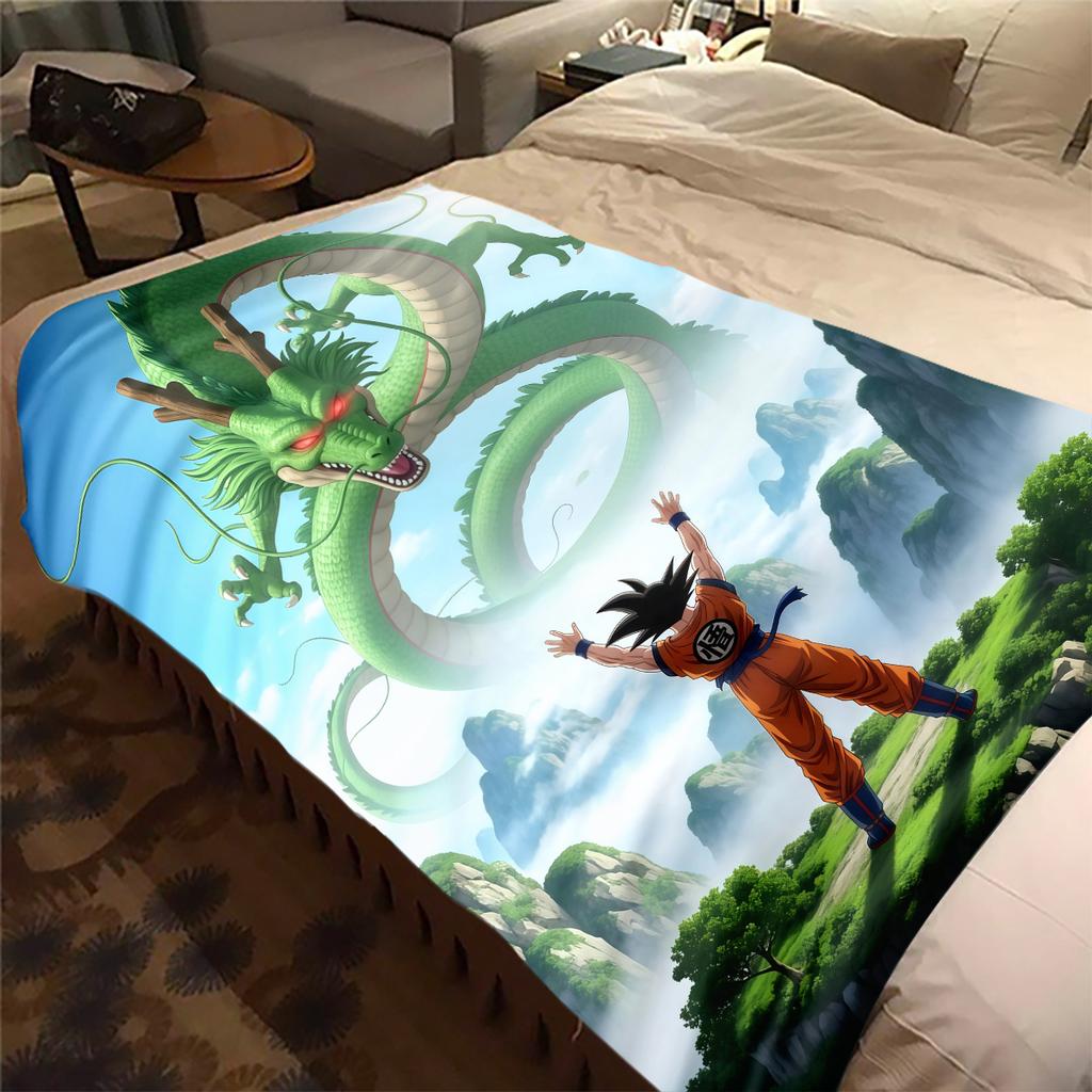 1 шт. Плед из фланели с принтом DRAGON BALL, Высокое качество, Для всех сезонов, Декор для дома, Тепло и Уют, Идеально для Рождественских подарков
