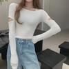 Новая весна и осень облегающая сексуальная эластичная короткая футболка для женщин