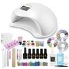La Curie Gel Nail Kit Starter 48W LED UV Nail Light with Low Heat Mode and Gel Color DIY Beginner Nail Professional Nail LaCurie016 Glitter Pearl Kit,