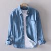 Cotton Autumn Long-sleeved Denim Shirt Men Fashion Casual High Street Male Clothes Top Classic Light Blue Black Gray