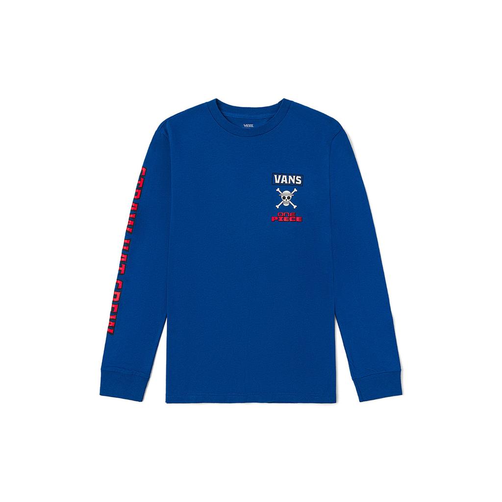 Vans Футболка унисекс с длинным рукавом и принтом соломенной шляпы X One Piece, синяя, с круглым вырезом VN00063Q7WM