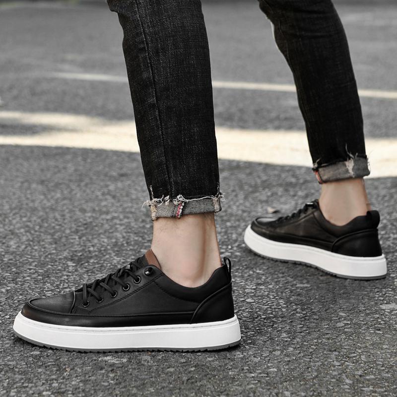 Модные высококачественные кеды для скейтборда, повседневная брендовая обувь, плоские туфли из натуральной кожи, мужские нескользящие прогулочные балетки на шнуровке, мужские кроссовки