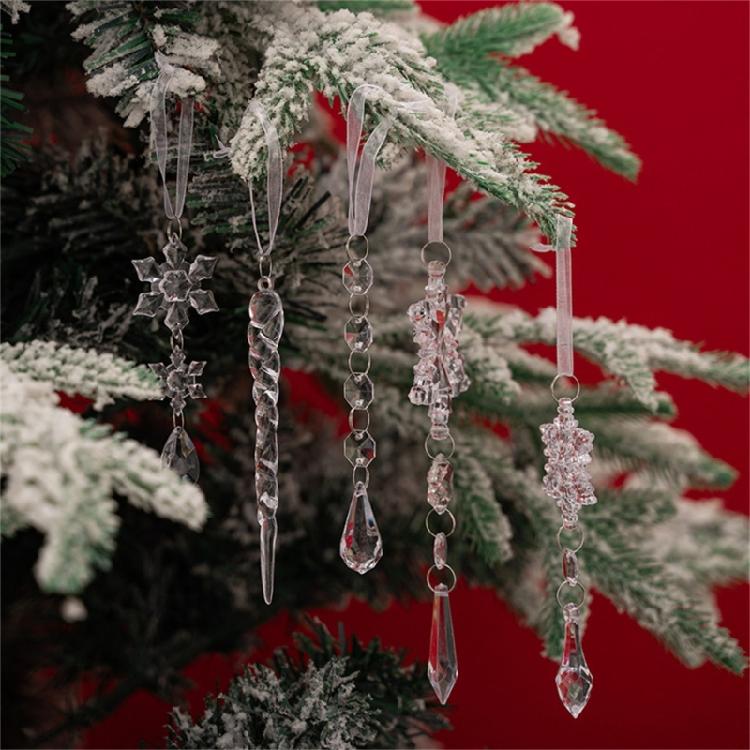 18Pieces Premium Acrylic Ice Christmas Ornamentation Crystal Snowflake Transparent Decors For Indoor Festival Display