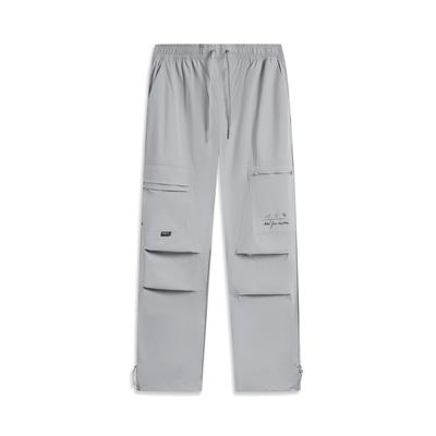 Li Ning Серия Уэйда Повседневные Простые Однотонные Прямые Свободные Трикотажные Спортивные Брюки Мужские брюки Геологический-Серый AKXV017-2