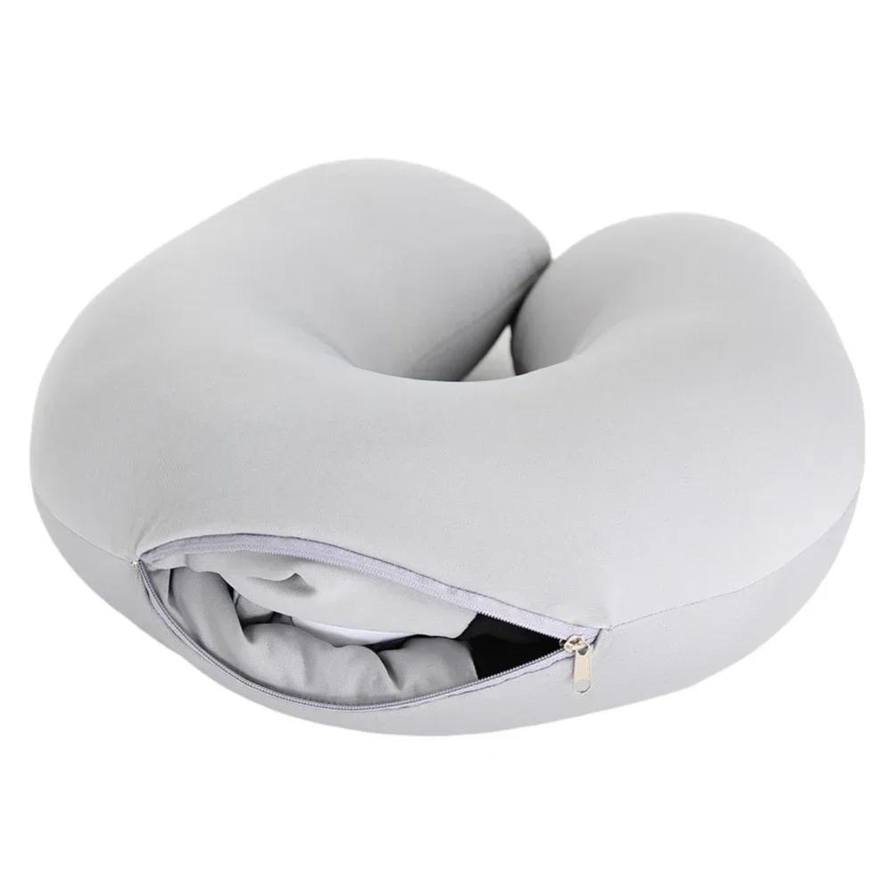 Travel Neck Pillow U-Shaped Plush Pillow Cute Zip and Flip Penguin Deformable Cushion Supports Your Head Neck Chin for Adult
