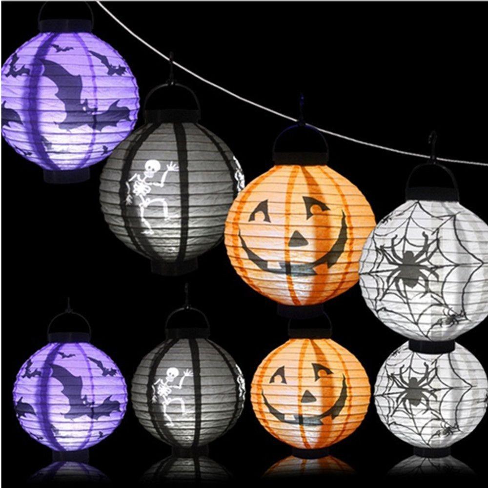 Pumpkin Skull Folding Paper Lanterns With Handle Halloween Pumpkin Lantern Party Pendants
