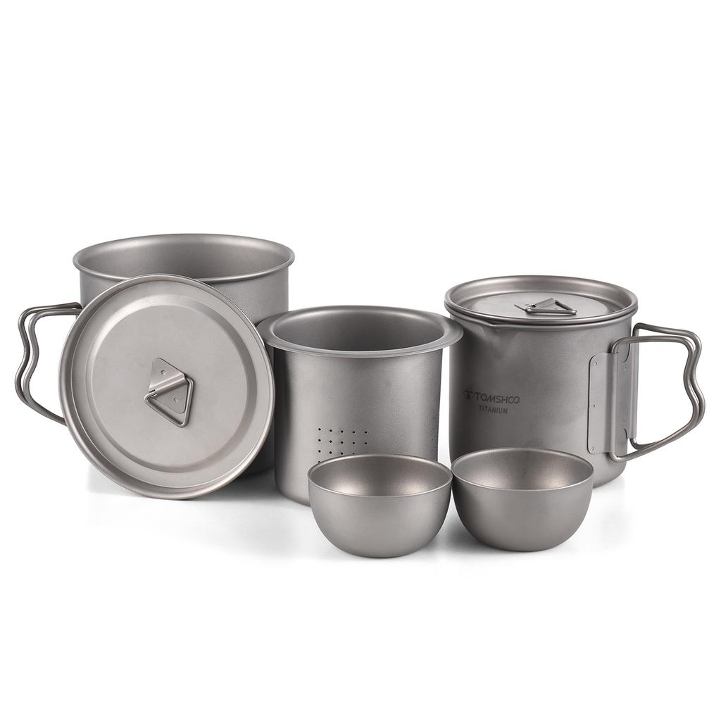 TOMSHOO Титановый набор чашек для чая с ситечком. Легкая штабелируемая кружка для кофейной чашки с водой и крышкой.