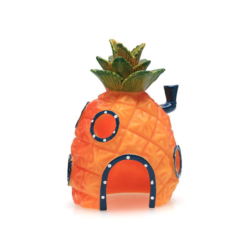 Aquarium fish tank landscaping decoration PVC cartoon ornaments creative doll pineapple house crab meal resistant to falling